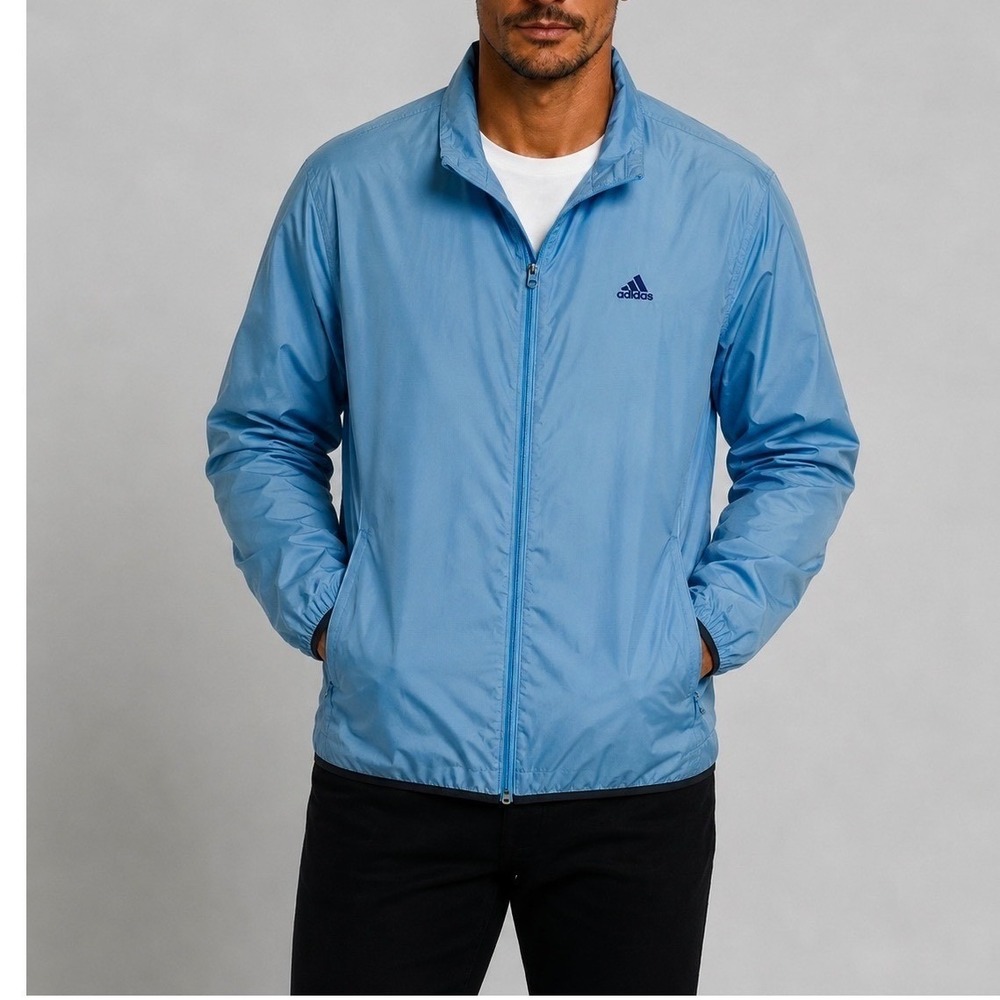 adidas Vintage 2002 Blue Zip Up Lightweight Jacket Coat